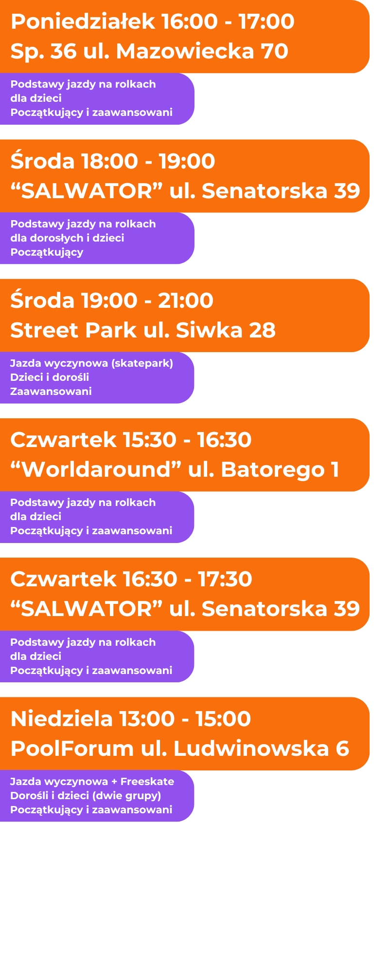 szkola rolek krakow - aktualny grafik zajec