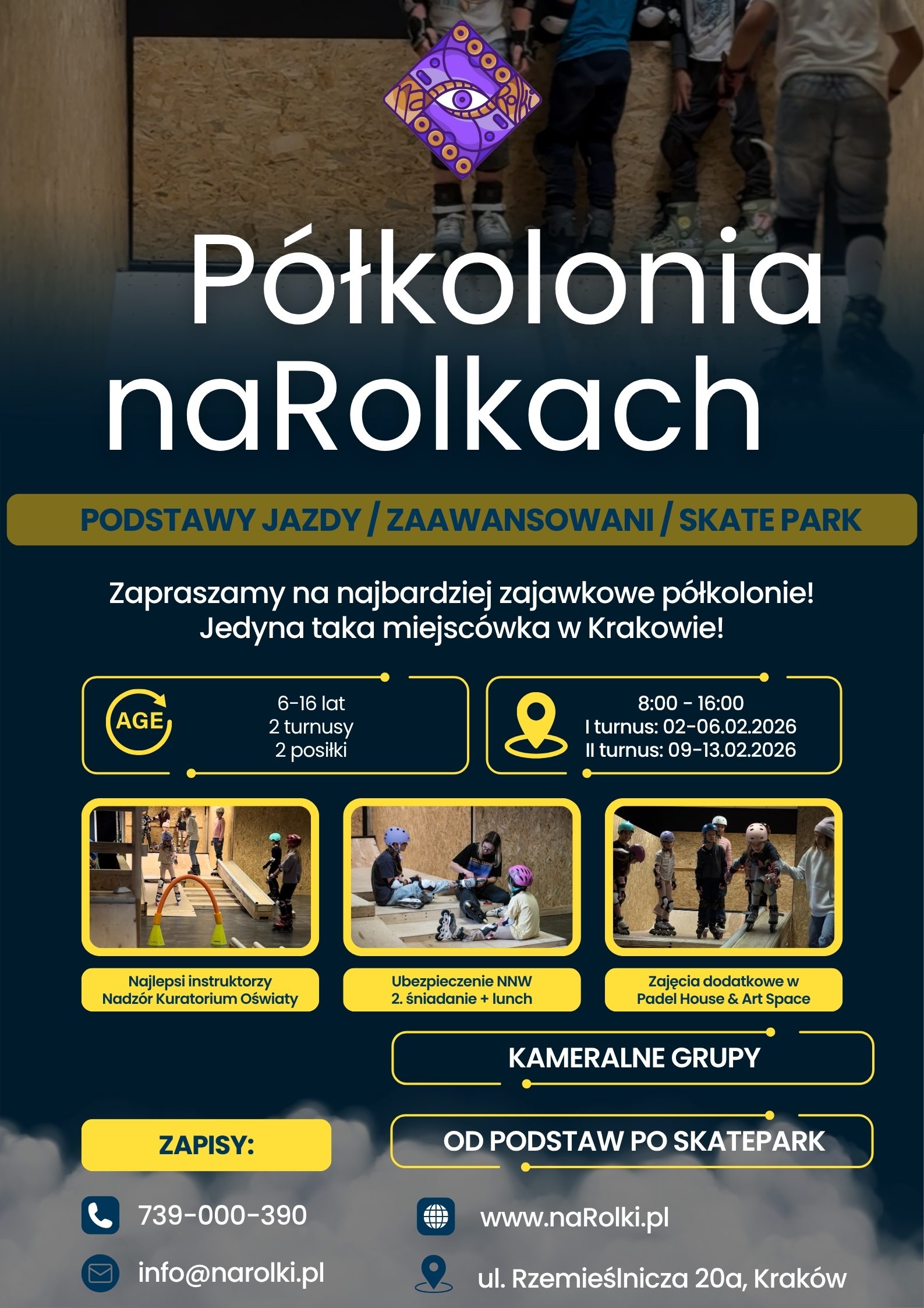 półkolonia ferie zimowe na rolkach w krakowie